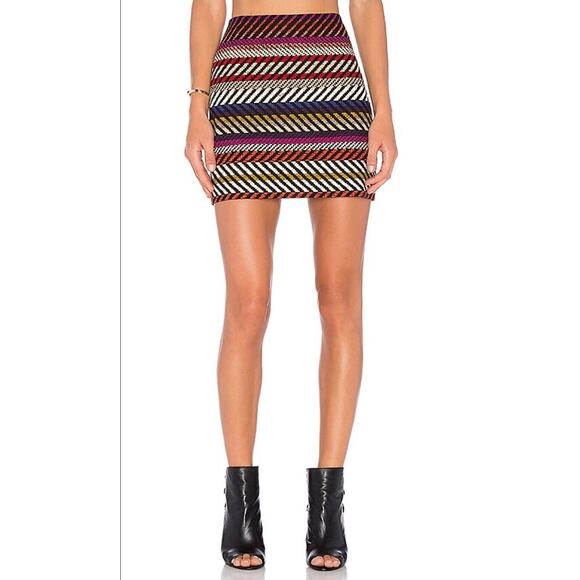 Trina Turk Red & Black Stripe Rico Striped Mini Skirt Multicolor Size 4 - Picture 1 of 9